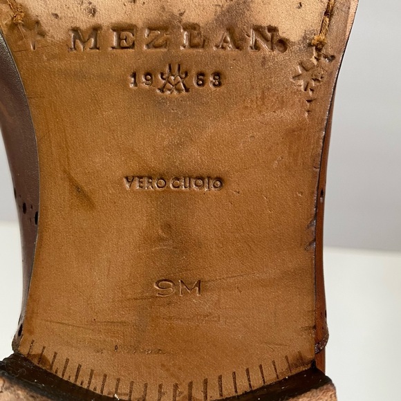 MEZLAN brown tan Antique Italian leather lace wingtip Oxford dress shoes - Picture 8 of 9